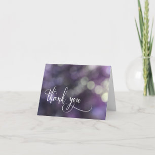 Purple Bokeh Light & Typography 32 Thank You Card