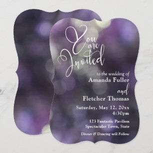 Purple Bokeh Light & Typography 32 Wedding 1 Invitation