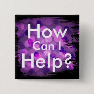 Purple Bokeh Lights Brushstroke Square Button