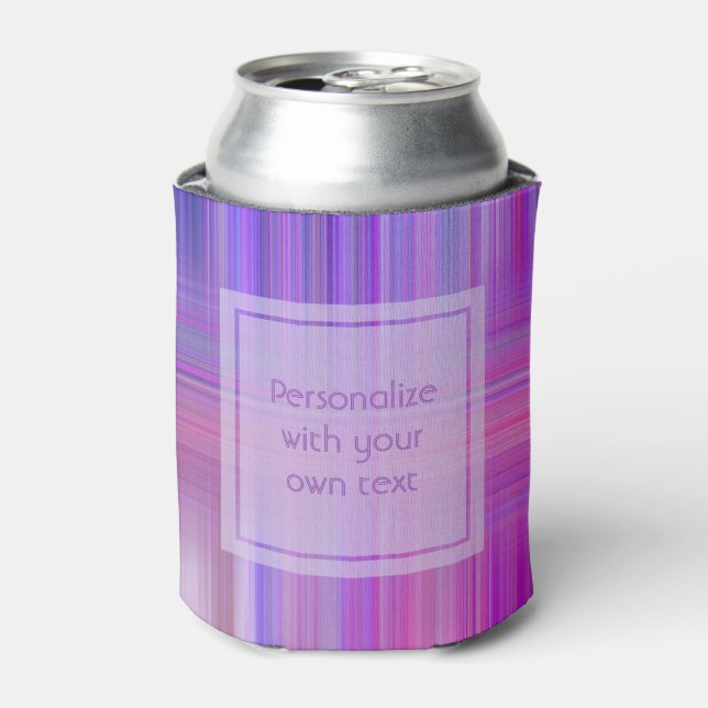 Purple Bokeh Plaid Custom Text Can Cooler (Can Front)
