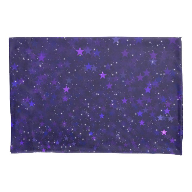 Purple Bokeh Stars Pillowcase (Front)
