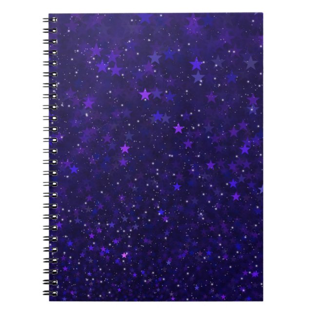 Purple Bokeh Stars Spiral Notebook (Front)