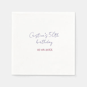 purple bold 50 birthday anniversary add name date napkin