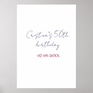 purple bold 50 birthday anniversary add name date poster
