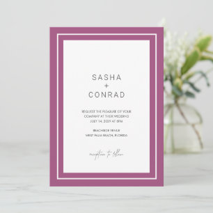 Purple Bold Border Modern Wedding Invitation