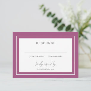 Purple Bold Border Modern Wedding RSVP Card