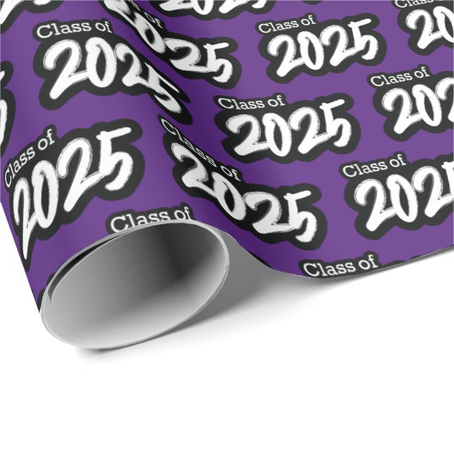 Purple Bold Brush Class of 2025 Wrapping Paper (Roll Corner)