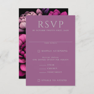 Purple Bold Floral RSVP Card