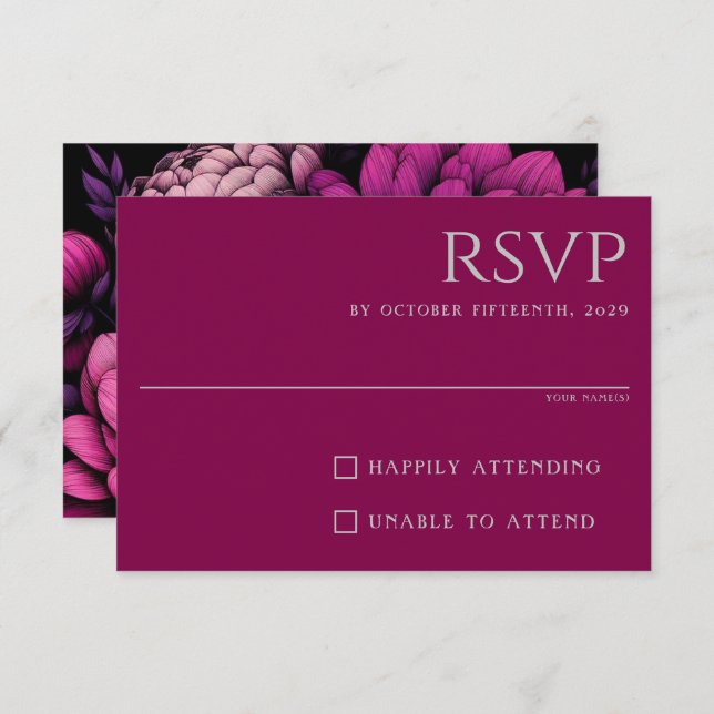 Purple Bold Floral RSVP Card (Front/Back)
