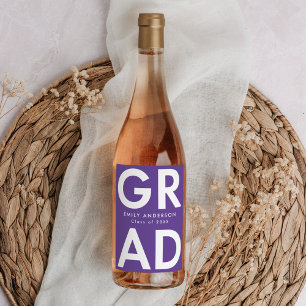 Purple   Bold Grad Graduation Wine Label