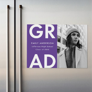 Purple Bold Grad Photo Graduation Announcement