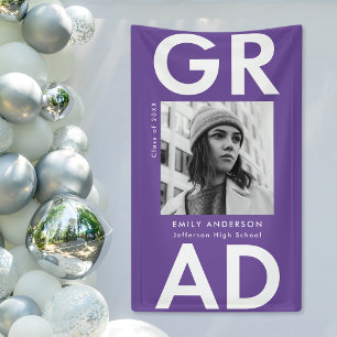 Purple   Bold Grad Photo Graduation Banner