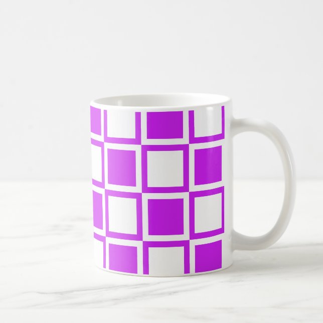Purple Bold Mod Squares Coffee Mug (Right)