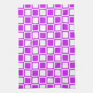 Purple Bold Mod Squares Tea Towel