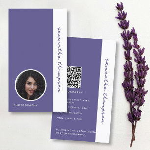 Purple Bold Script Professional Photography Business Card