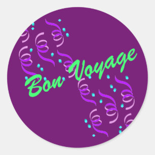 Purple Bon Voyage P3S Classic Round Sticker