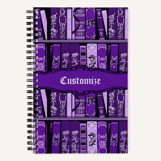 Purple Book Shelves Vintage Books  Custom Notebook (Front)