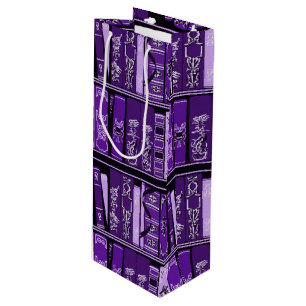 Purple Book Shelves Vintage Books Wine Gift Bag
