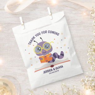 Purple Bookworm Theme Favour Bag