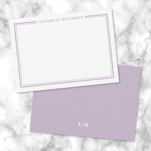 Purple Border Minimalist Name Monogram Card