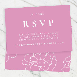Purple Botanical Elegant Wedding RSVP Card