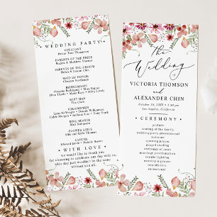 Purple Botanical Floral Wedding Program Menu