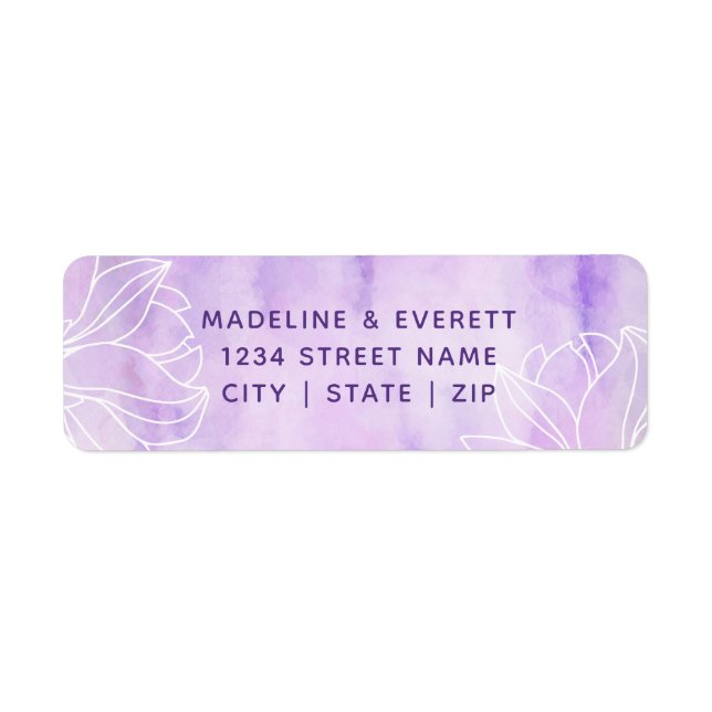 Purple Botanical Floral Wedding Return Address (Front)