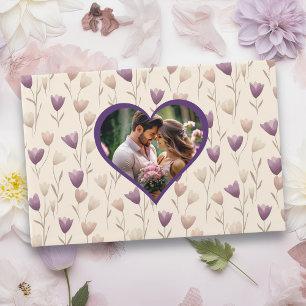 Purple Botanical Personalised Photo Wedding Guest Book
