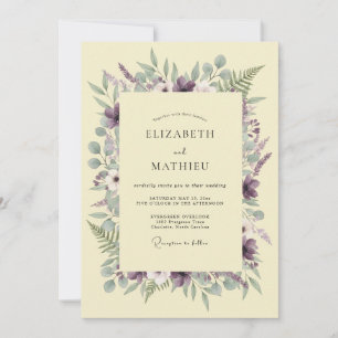 Purple Botanical Romance Wedding Invitation