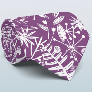 Purple Botanical Silhouette Tie