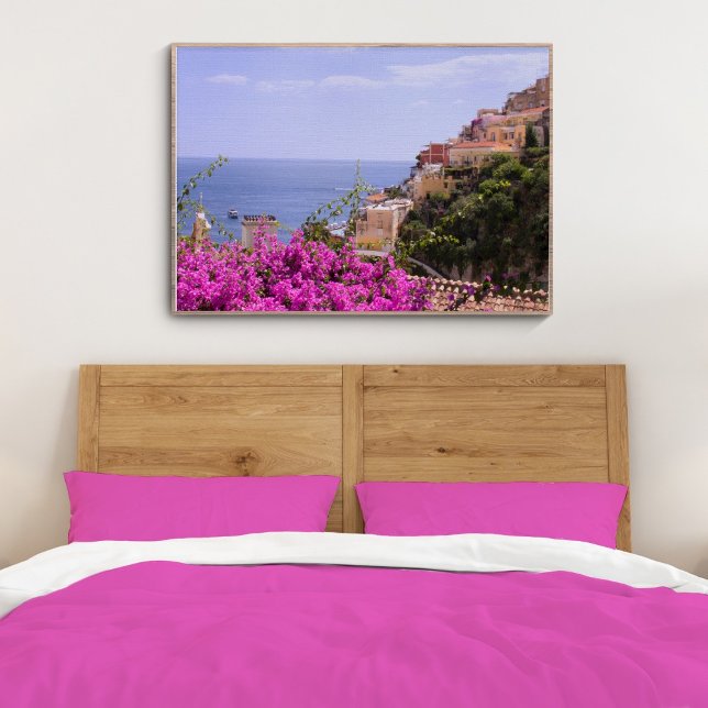 Purple Bougainvillea With View Of Positano Poster (Creator Uploaded)