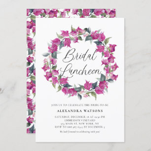 Purple Bougainvillea Wreath Bridal Luncheon Invitation