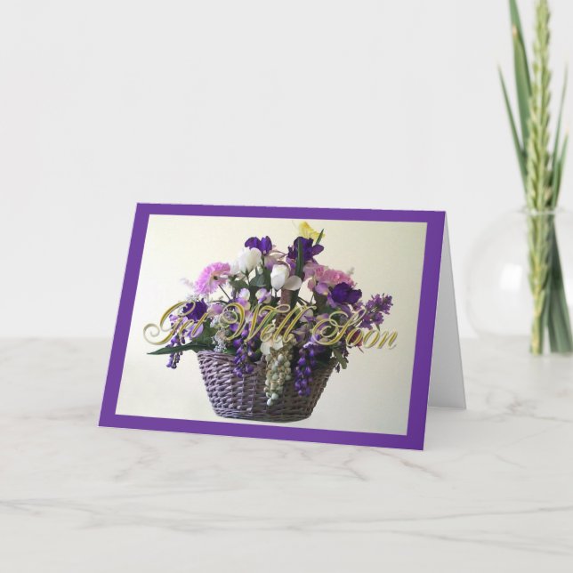 Purple Bouquet Get Well Soon Card (Front)