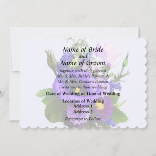 Purple Bouquet W Lilies And Delphinium Supplies Invitation