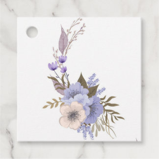 Purple boutique style floral favour tags