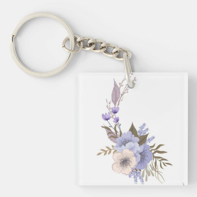 Purple boutique style floral  key ring (Front)