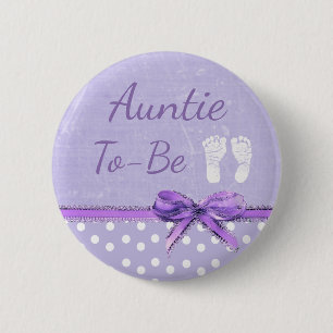 Purple Bow Aunt to be Baby Shower Button