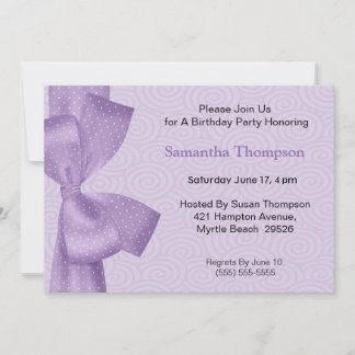 Purple  Bow Birthday Invitations