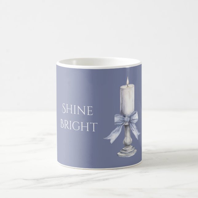 Purple Bow Candle Shine Bright Coffee Mug (Center)