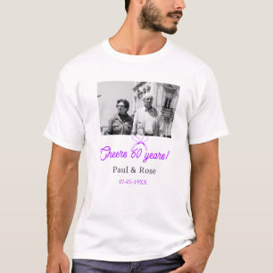 Purple bow cheers to 60 years anniversary wedding T-Shirt