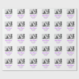 Purple bow cheers to 60 years anniversary wedding wrapping paper