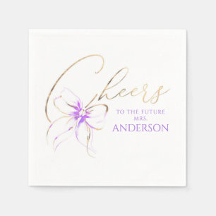 Purple Bow Cheers To The Future Mrs Bridal Shower Napkin