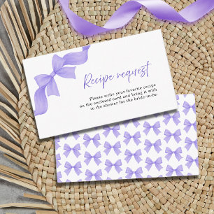 Purple Bow Coquette Bridal Shower Recipe Request Enclosure Card