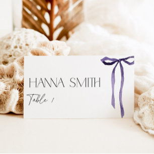 Purple Bow Coquette Tying the Knot Bridal Shower Place Card