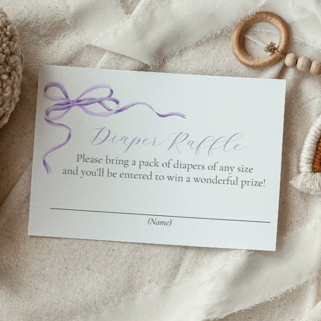 Purple Bow Diaper Raffle Enclosure Card (Creator Uploaded)