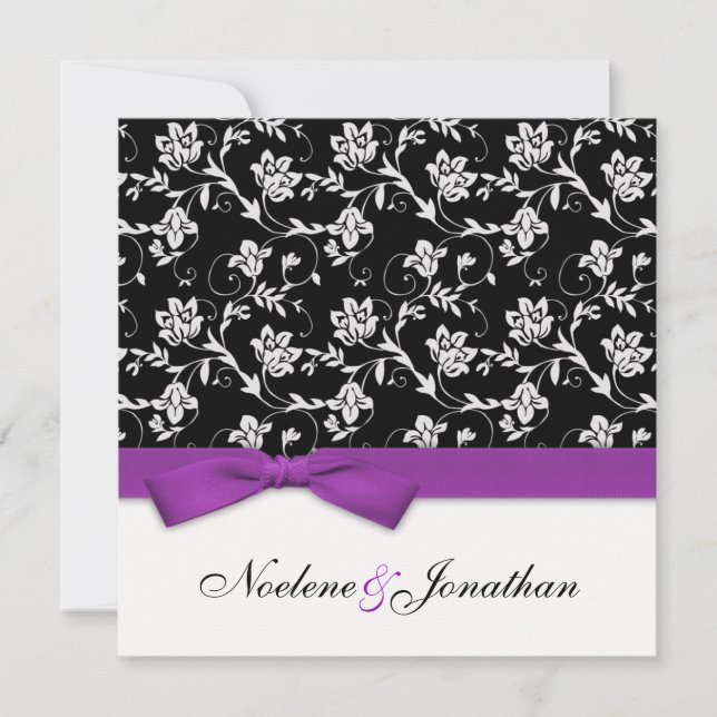 Purple Bow Flower Wedding Invitation (Front)