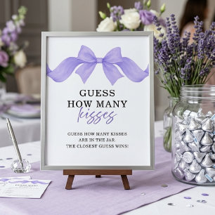 Purple Bow Guess How Many Kisses Bridal Shower Poster