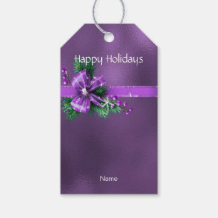 Purple Bow Holiday Gift Tag