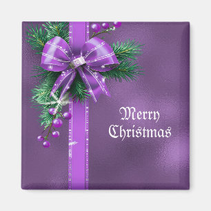 Purple Bow Holiday Magnet