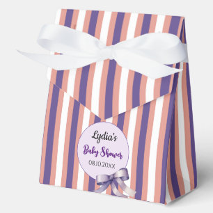 Purple Bow Lines Modern Baby Shower Favour Box